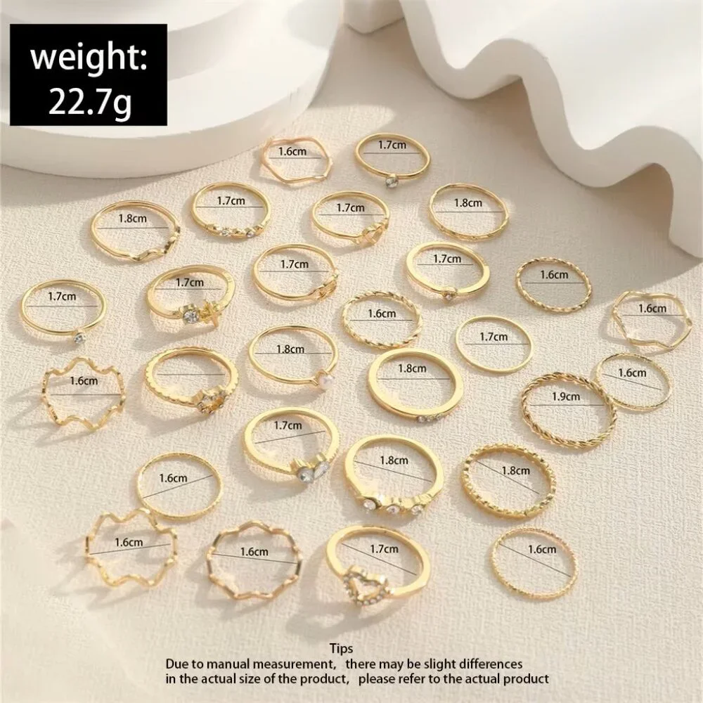 ✨ 28-Piece Gold Ring Set | Trendy Boho Coastal Jewelry ✨ - Picture 2 of 3